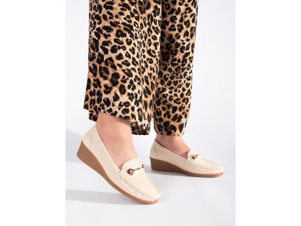 Krémové mokasíny na klínku (Velikost 36)