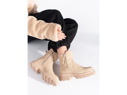 Béžové dámské zateplené kotníkové boty Sergio Leone (Velikost 36)