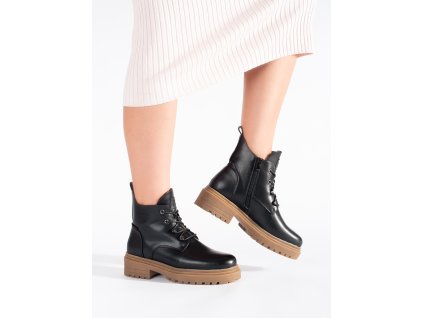 Černo-béžové kotníkové šněrovací boty Sergio Leone (Velikost 36)