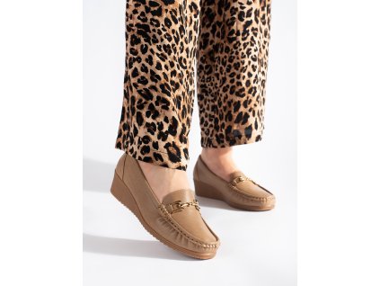 Béžové dámské mokasíny s přezkou (Velikost 36)