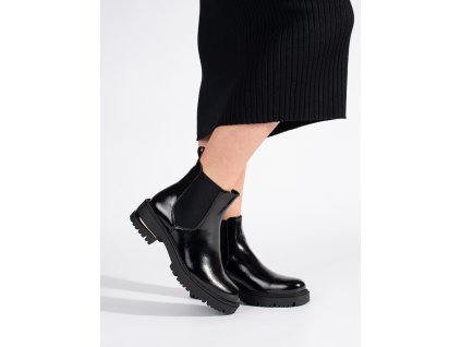 Lakované dámské kotníkové boty na platformě Sergio Leone