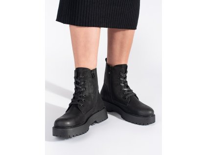 Černé dámské traperky na platformě Sergio Leone (Velikost 36)