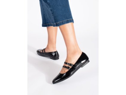 Černé lakované baleríny se zapínáním (Velikost 36)