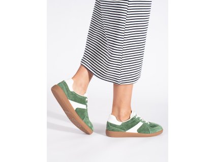 Kožené zeleno-bílé dámské sneakersy
