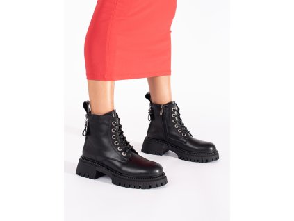 Kožené černé kotníkové boty dámské (Velikost 36)
