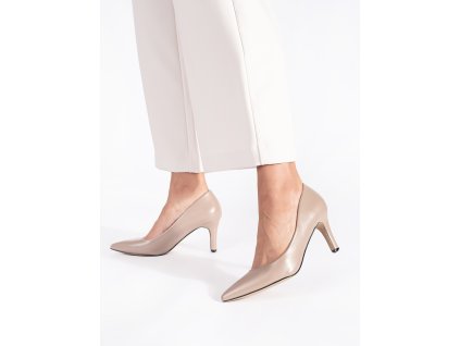 Klasické elegantní béžové lodičky na tenkém podpatku (Velikost 36)