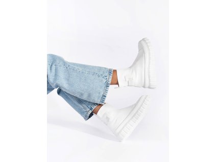 Bílé vysoké kotníkové boty na platformě (Velikost 36)