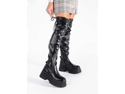 Černé mušketýrky na platformě (Velikost 36)