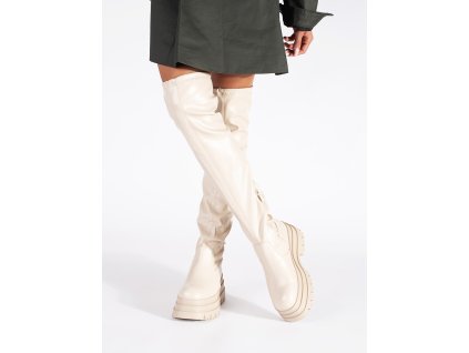 Krémové mušketýrky na platformě (Velikost 36)