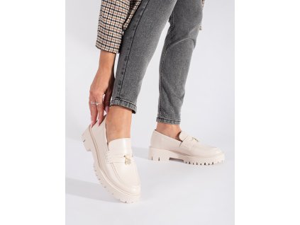 Béžové dámské mokasíny na platformě (Velikost 36)