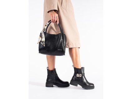 Černá dámská kabelka s ozdobným šátkem (Velikost 37.5)