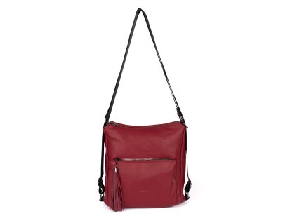 Červená dámská taška typu batoh s třásněmi (Velikost one size)