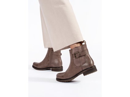 Hnědé dámské kotníkové boty na nízkém podpatku (Velikost 36)