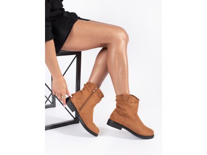 Hnědé dámské semišové kovbojky (Velikost 36)