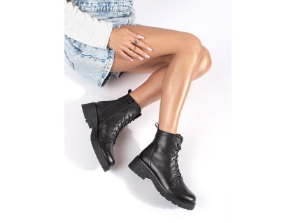 Kožené kotníkové boty na hrubé podrážce Sergio Leone (Velikost 36)