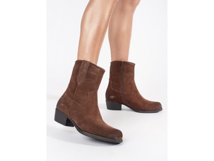 Kožené hnědé kotníkové kovbojky Sergio Leone (Velikost 36)