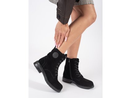 Černé dámské workery z přírodní kůže nubuk Sergio Leone (Velikost 36)