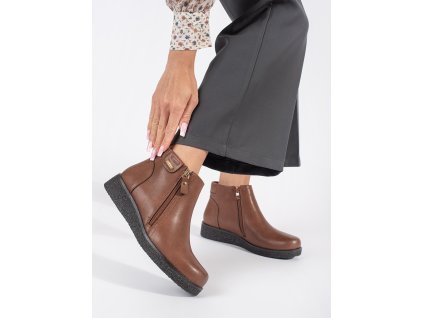 Hnědé kožené pohodlné kotníkové boty zateplené Sergio Leone (Velikost 36)