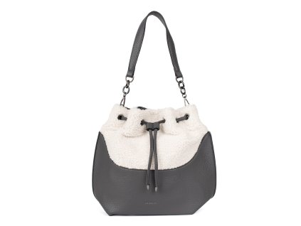 Šedá dámská kabelka s kožešinovou částí beránkového typu (Velikost one size)