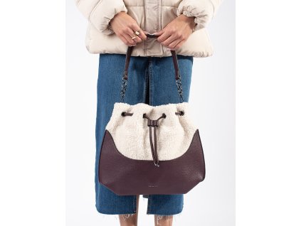 Tmavě hnědá dámská kabelka s kožešinovou částí beránkového typu (Velikost one size)