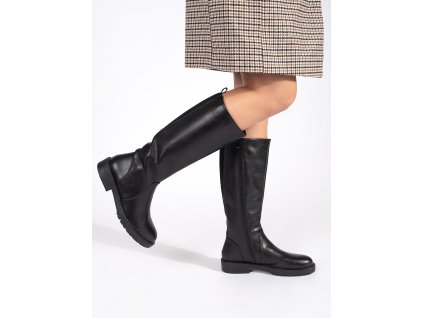 Kožené dámské černé klasické kozačky oficírky Sergio Leone (Velikost 36)