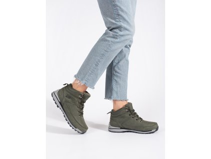 Zelené zateplené trekové boty