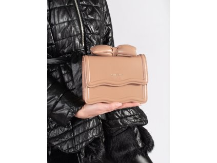 Malá béžová dámská kabelka s mašlí (Velikost one size)