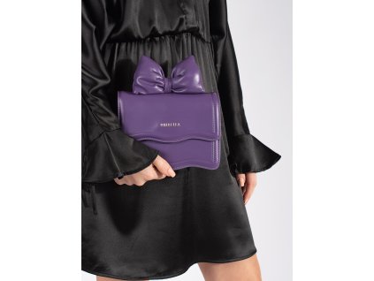 Malá fialová dámská kabelka s mašlí (Velikost one size)