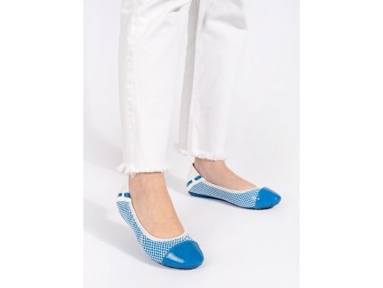 Bílo-modré měkké baleríny s gumičkou (Velikost 36)