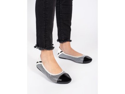 Bílo-černé měkké baleríny s gumičkou (Velikost 36)