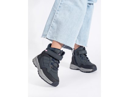 Tmavě modré zateplené dívčí kotníkové boty (Velikost 27)