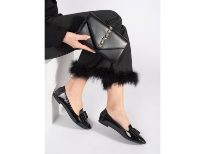 Černá listová kabelka zdobená krystalky (Velikost one size)