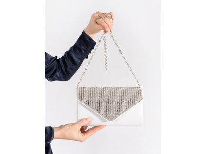 Malá stříbrná listová kabelka zdobená krystalky (Velikost one size)