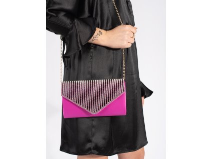 Malá růžová listová kabelka zdobená krystalky (Velikost one size)