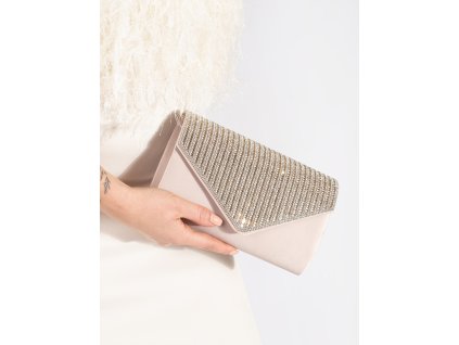 Malá zlatá listová kabelka zdobená krystalky (Velikost one size)