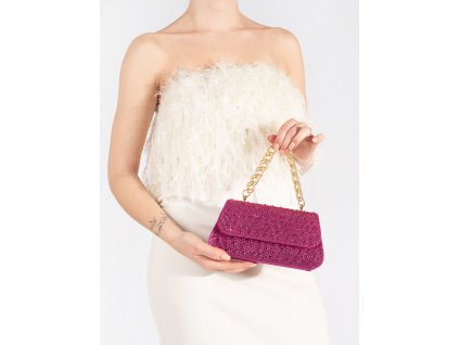 Růžová malá flitrová kabelka se zlatým uchem (Velikost one size)