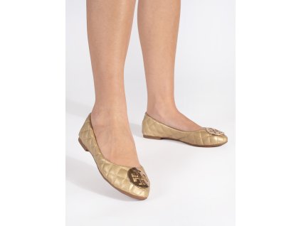 Zlaté prošívané zdobené baleríny (Velikost 36)