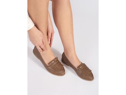 Hnědé mokasíny zdobené třásněmi (Velikost 36)