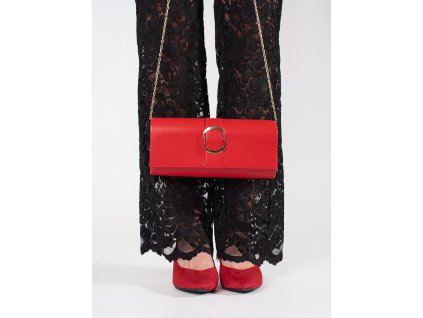 Malá červená dámská kabelka se sponou (Velikost one size)