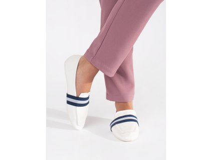 Bílé baleríny s ozdobnými pásky (Velikost 36)