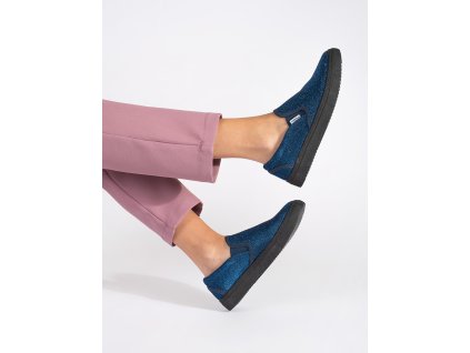 Modré brokátové tenisky slipon (Velikost 36)