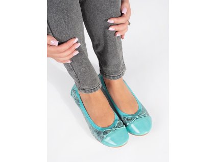 Modré baleríny s hadím vzorem a mašličkou (Velikost 36)