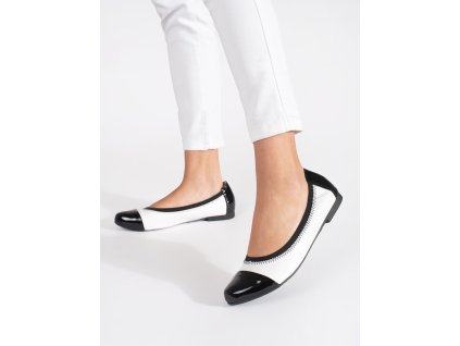 Černo-bílé elastické baleríny s gumičkou (Velikost 36)