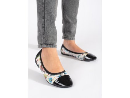 Baleríny s květinovým vzorem a lakovanou špičkou (Velikost 36)