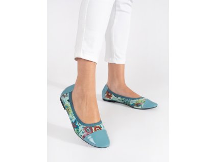 Baleríny s květinovým vzorem a lakovanou špičkou (Velikost 36)