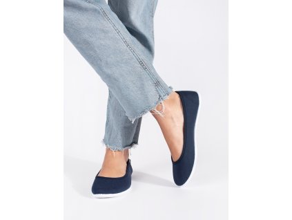 Tmavě modré textilní dámské baleríny (Velikost 36)