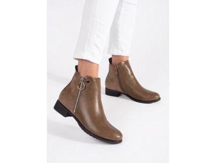 Hnědé ploché kotníkové boty na zip (Velikost 36)