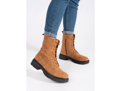 Světle hnědé kotníkové boty  workery zateplené (Velikost 36)