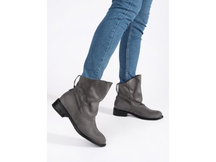 Šedé kotníkové boty s vrásněným svrškem (Velikost 36)