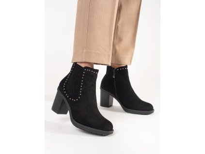 Černé semišové kotníkové boty na sloupku (Velikost 36)